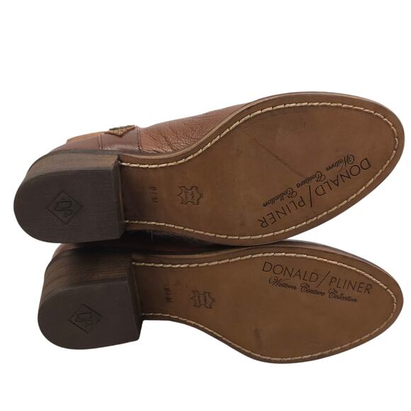 Donald J Pliner Western Studded Ankle Boots Reverse Calf Leather Cowgirl - Picture 9 of 12